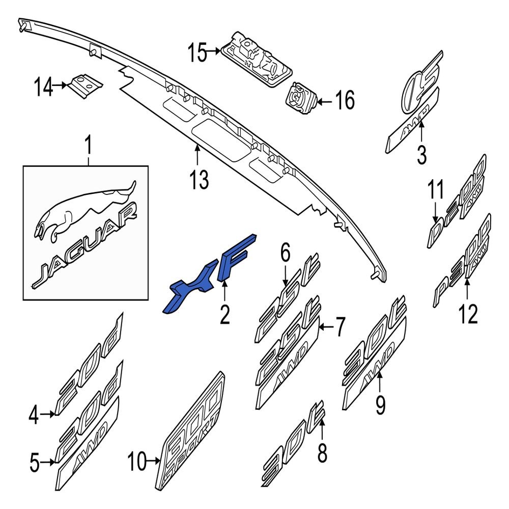 Jaguar OE T2H49407 - Rear Deck Lid Emblem
