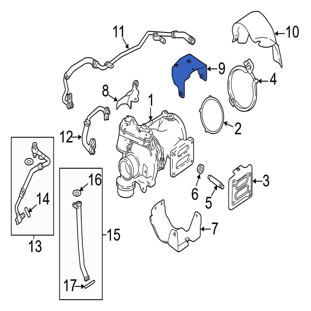 Jaguar OE JDE38614 - Upper Turbocharger Mount Heat Shield