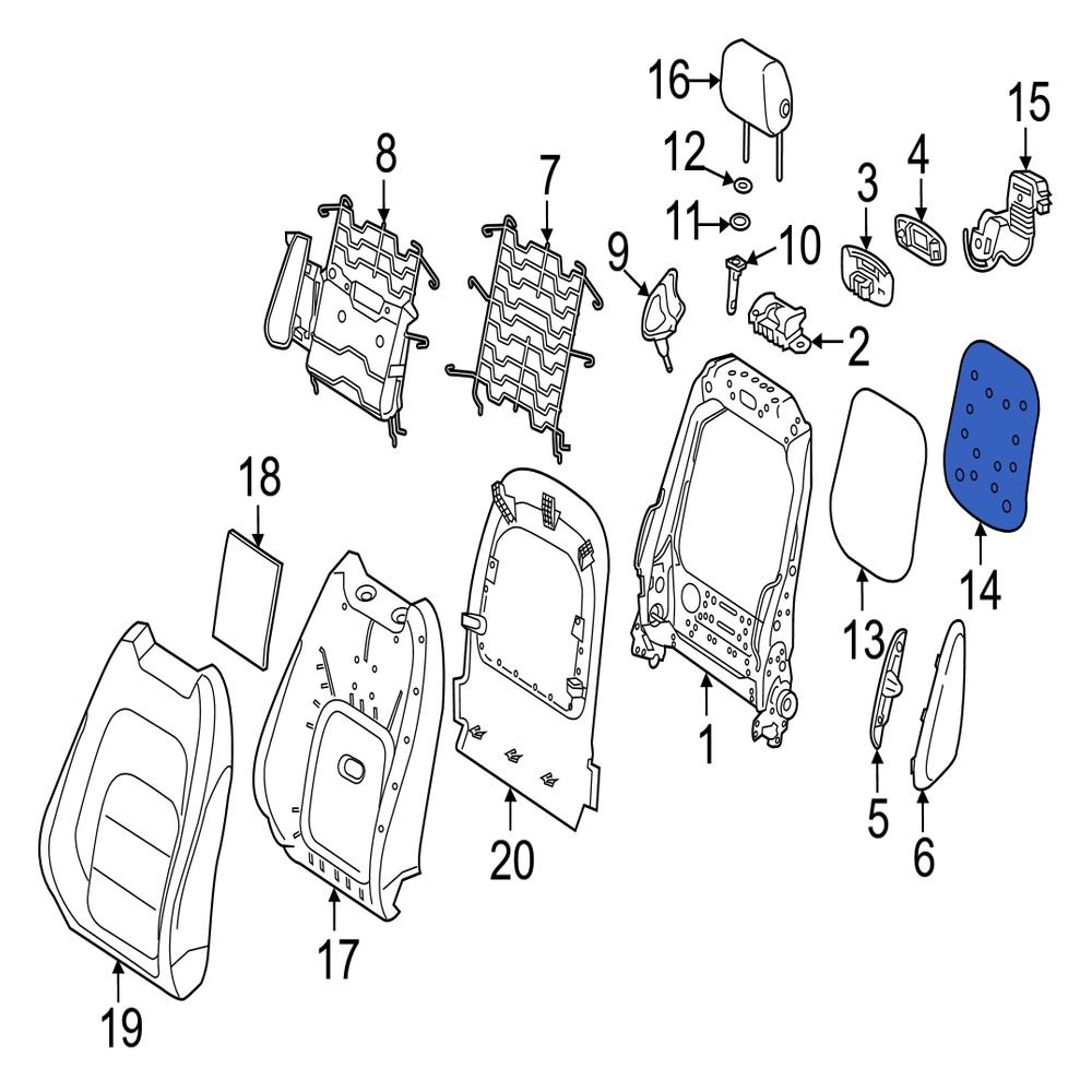 Jaguar OE T2H17170 Front Upper Climate Controlled Seat Cooling Unit