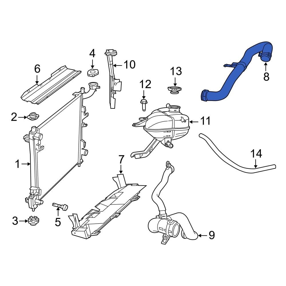 Jeep OE 55038028AG Upper Radiator Coolant Hose