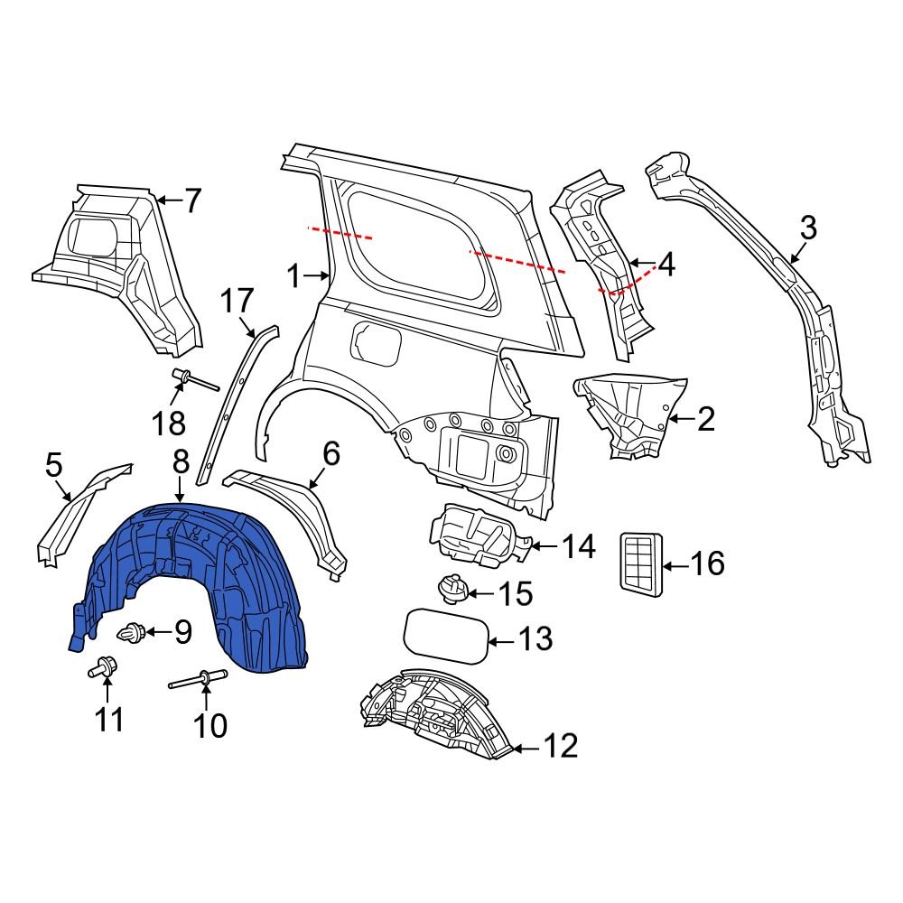 Jeep OE 68161172AA Rear Right Quarter Panel Splash Shield