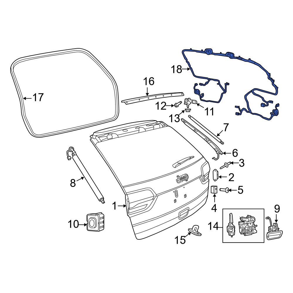 Jeep OE 68401345AB Rear Tailgate Wiring Harness