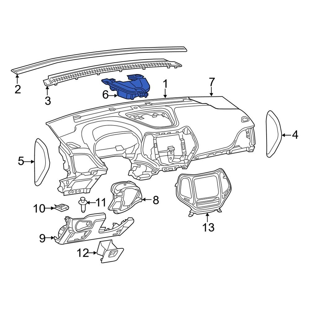 Jeep OE 6RP82LC5AA Upper Instrument Panel Storage Compartment