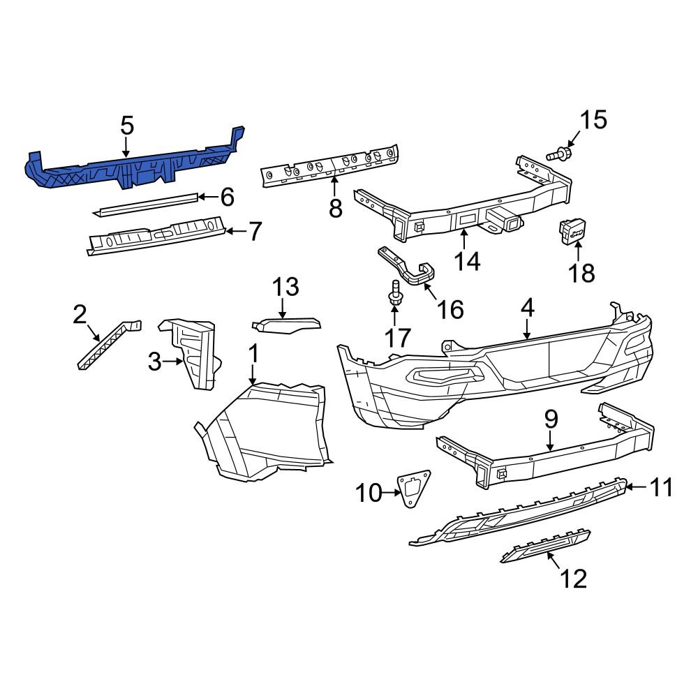 Jeep OE 68138413AB Rear Center Bumper Cover Support Rail