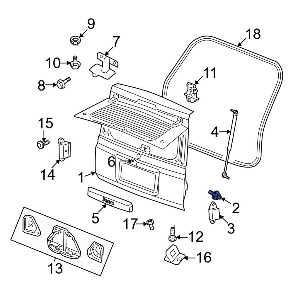 Jeep OE 6509297AA Rear Liftgate Support Strut Holder