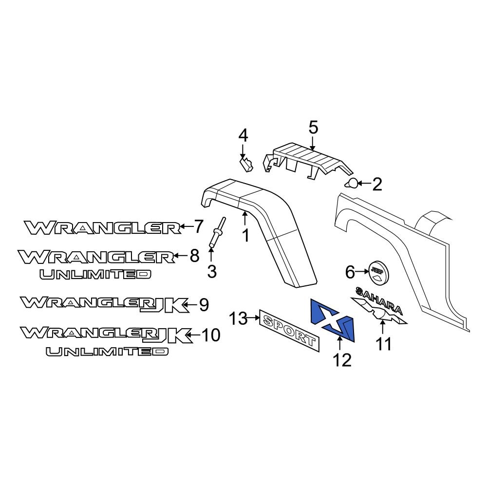 Jeep OE 55397276AA Front Fender Decal