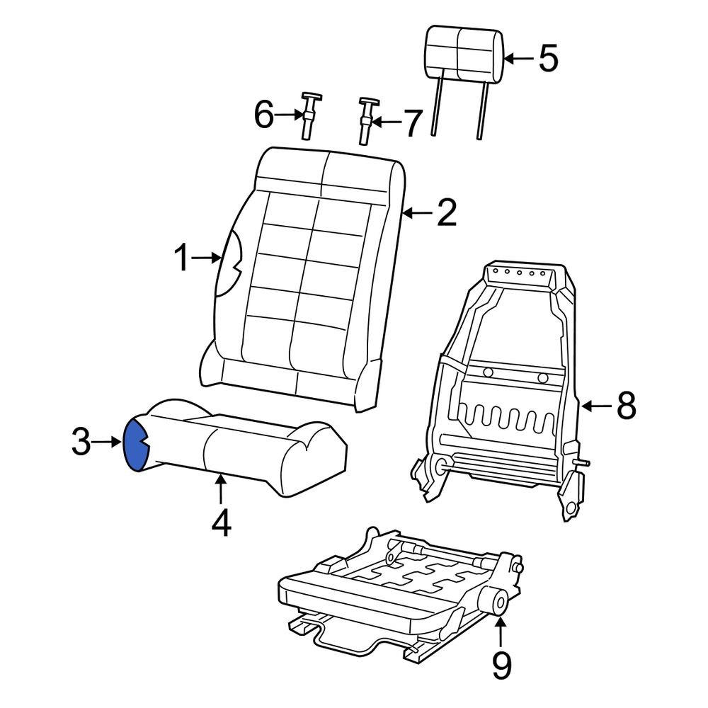 Jeep OE 68088742AA Front Right Seat Cushion Foam