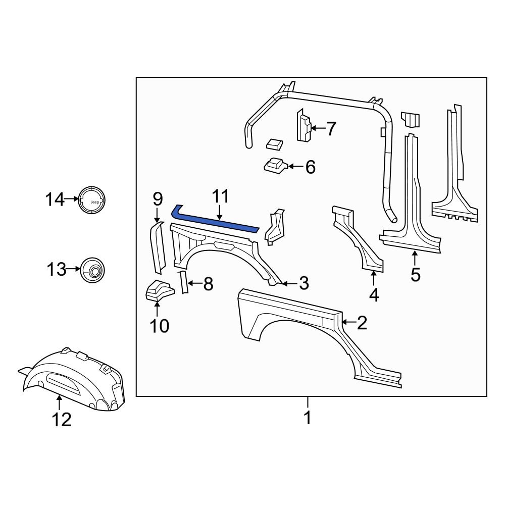 Jeep OE 55395640AH Rear Right Quarter Panel Reinforcement