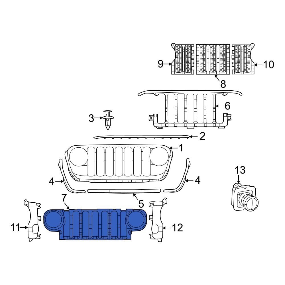 Jeep OE 6CG99TZZAC - Front Upper Center Grille Molding