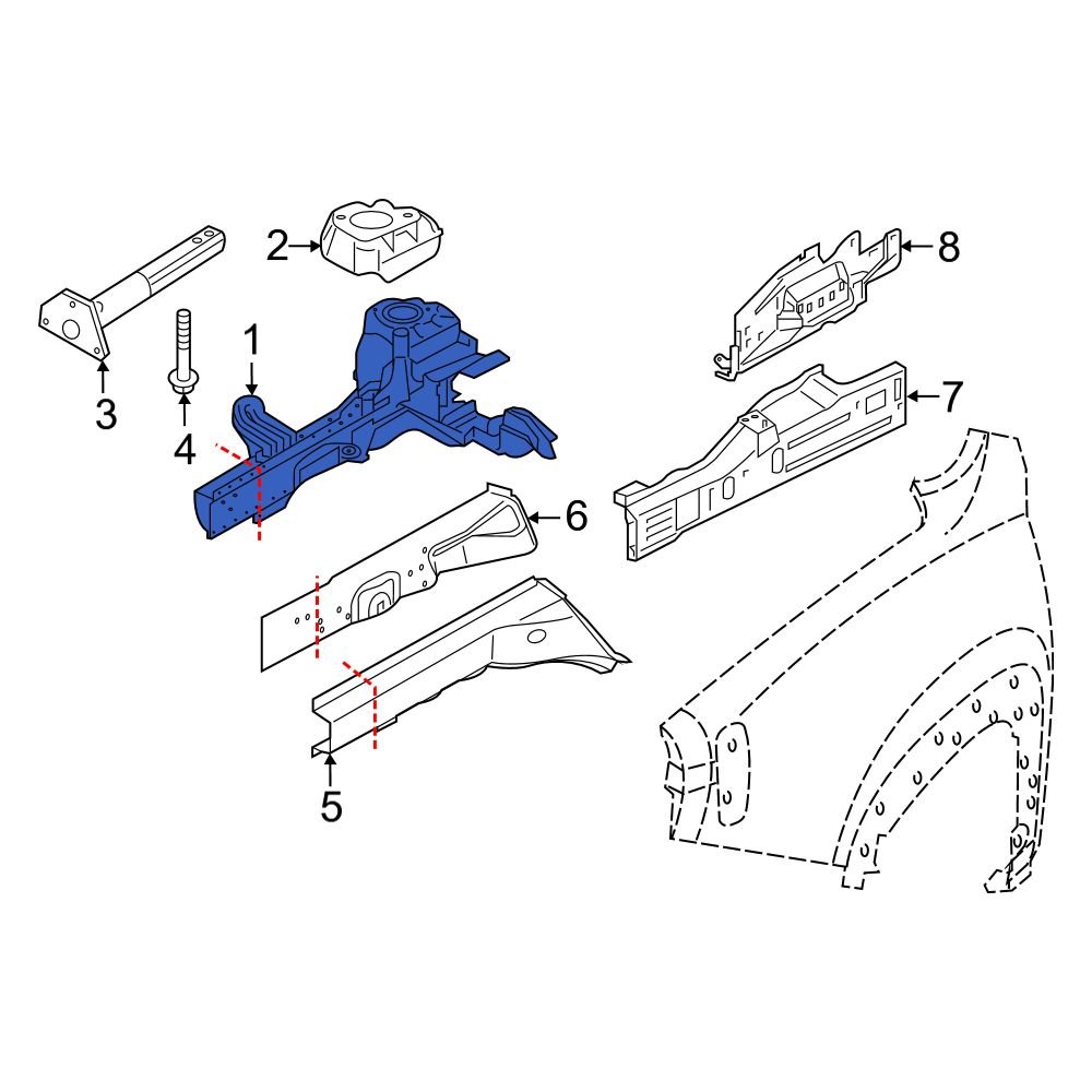 Jeep OE 68517836AA Front Left Frame Side Member Assembly