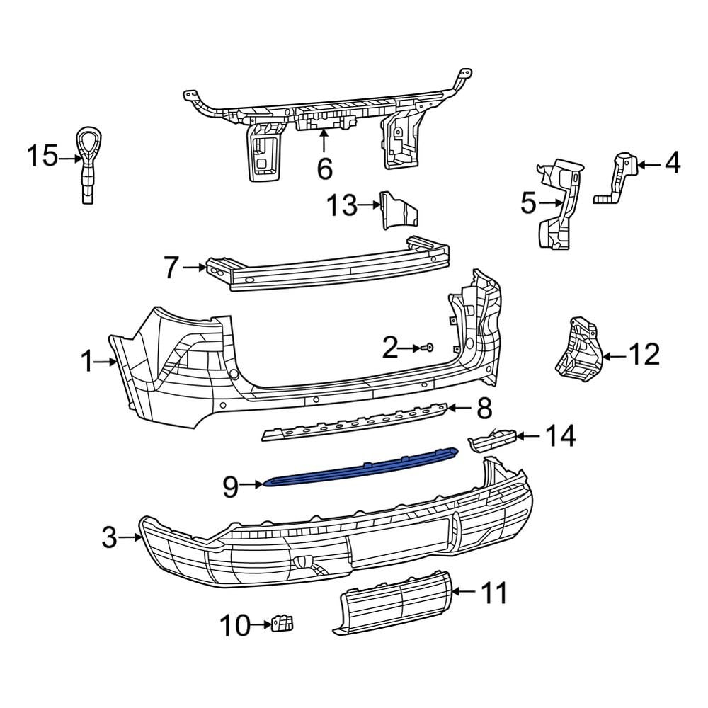 Jeep OE 6XP53SZ0AA Rear Center Bumper Trim