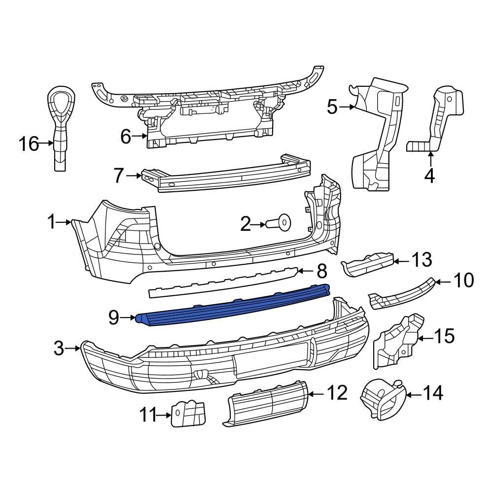 Jeep OE 7AW74SZ0AA Rear Center Bumper Trim