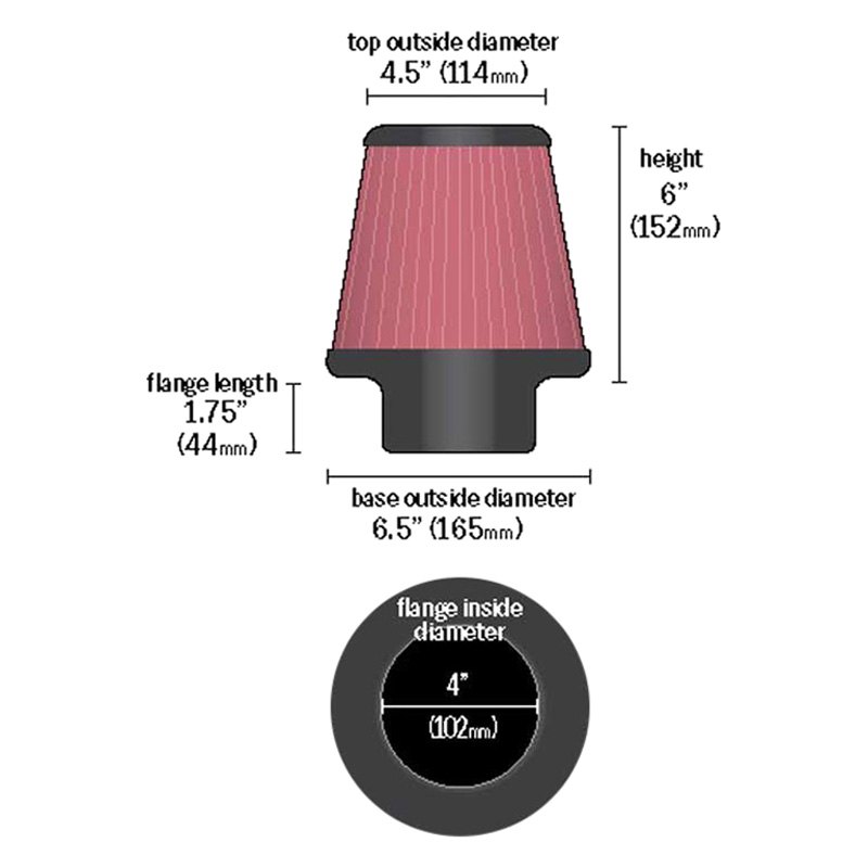 K&N® RU-5060 - Round Tapered Red Air Filter (4