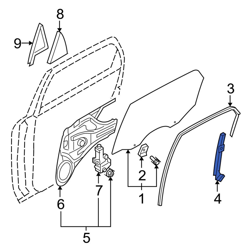 Kia OE 825501F000 Front Left Lower Window Channel
