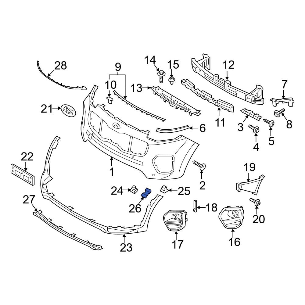 Kia OE 86554D9000 - Right Valance Panel Bracket