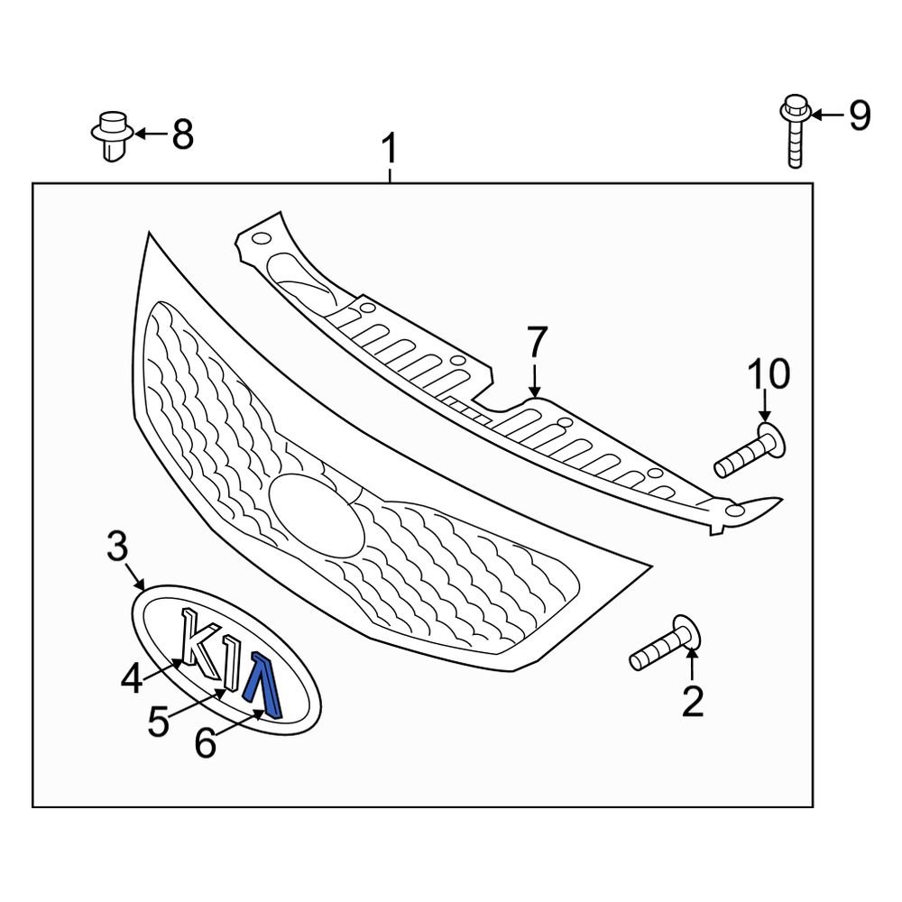 Kia OE 863562P000 Front Grille Emblem