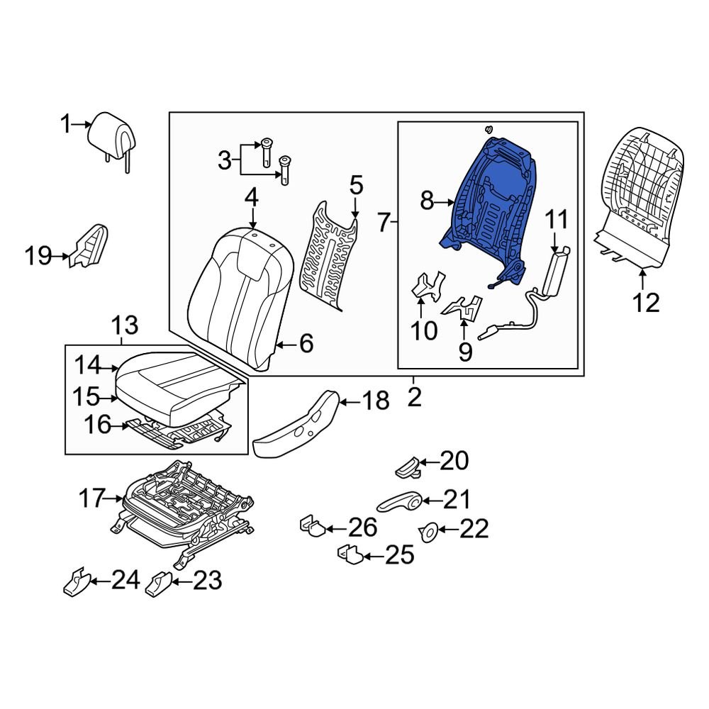 Kia OE 88380R5100 Front Right Seat Lumbar Support Cushion