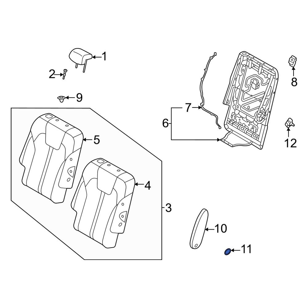 Kia OE 89981P2500GYT Center Right Seat Armrest Cap
