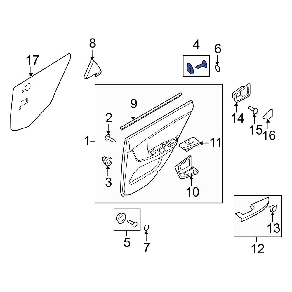 Kia OE 823132D000GAH Rear Upper Door Interior Trim Panel Grommet