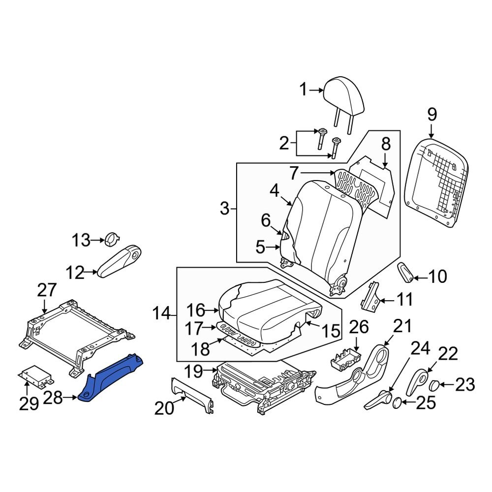 Kia OE 885804D010BQ Front Left Outer Seat Track Cover