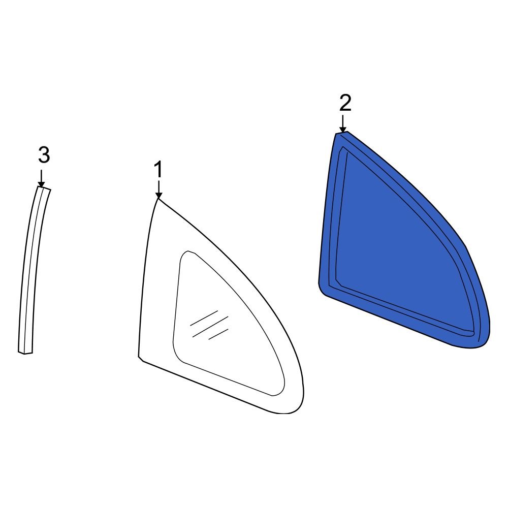 Kia OE 0K34A50897 Rear Quarter Panel Glass Spacer