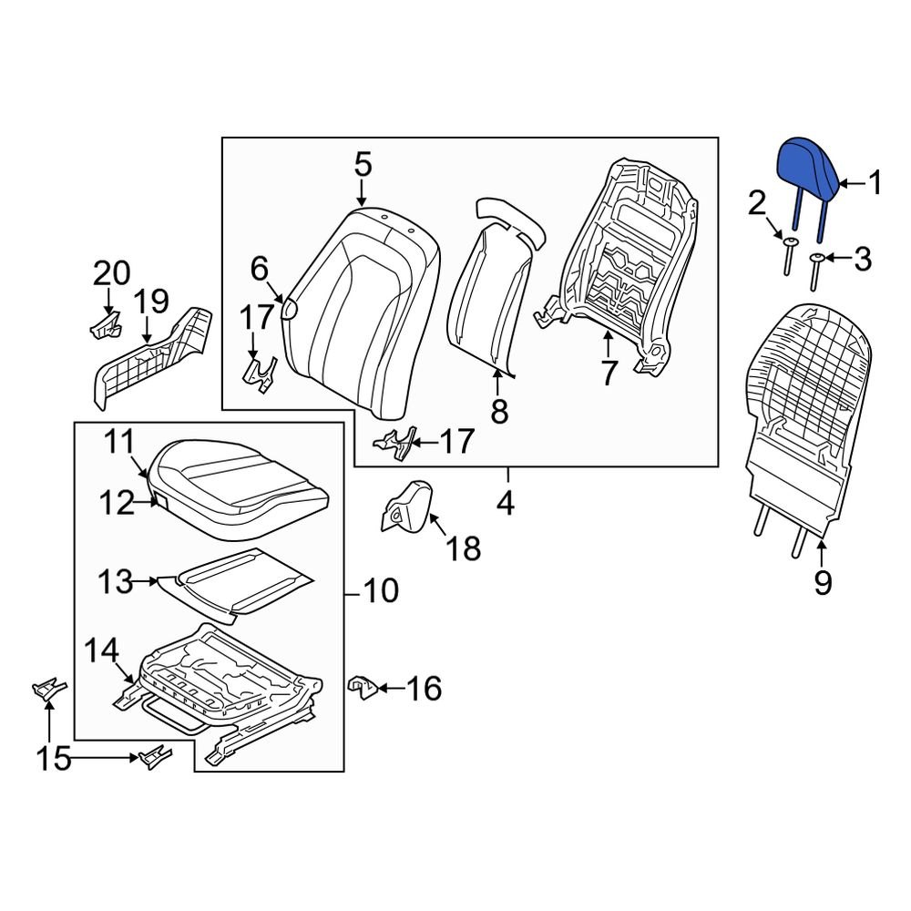Kia OE 887004C510AVB Front Right Headrest