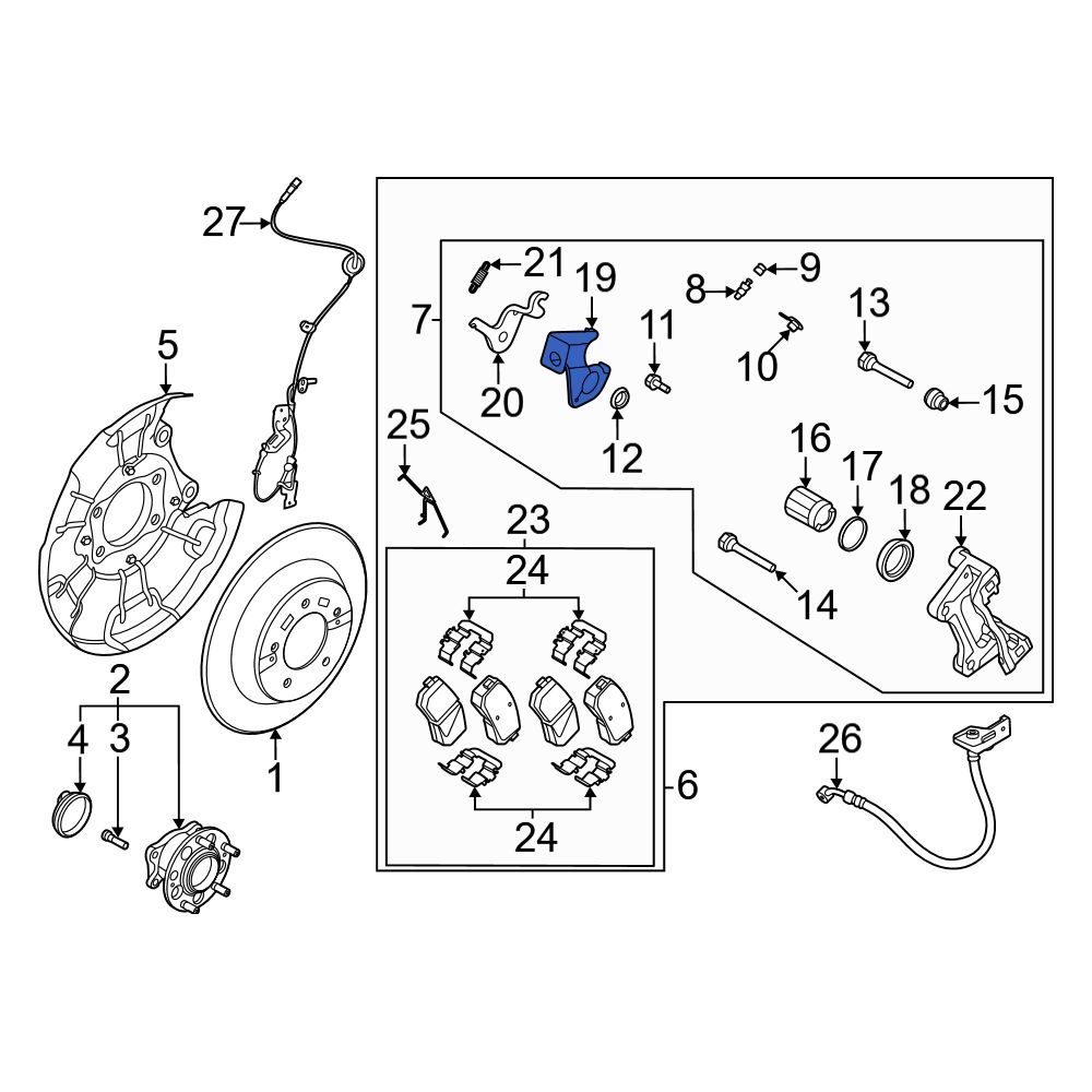 Kia OE 58226G3300 Left Parking Brake Cable Bracket