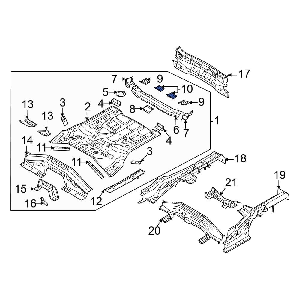 Kia OE 65553Q5000 - Rear Center Floor Pan Crossmember Bracket