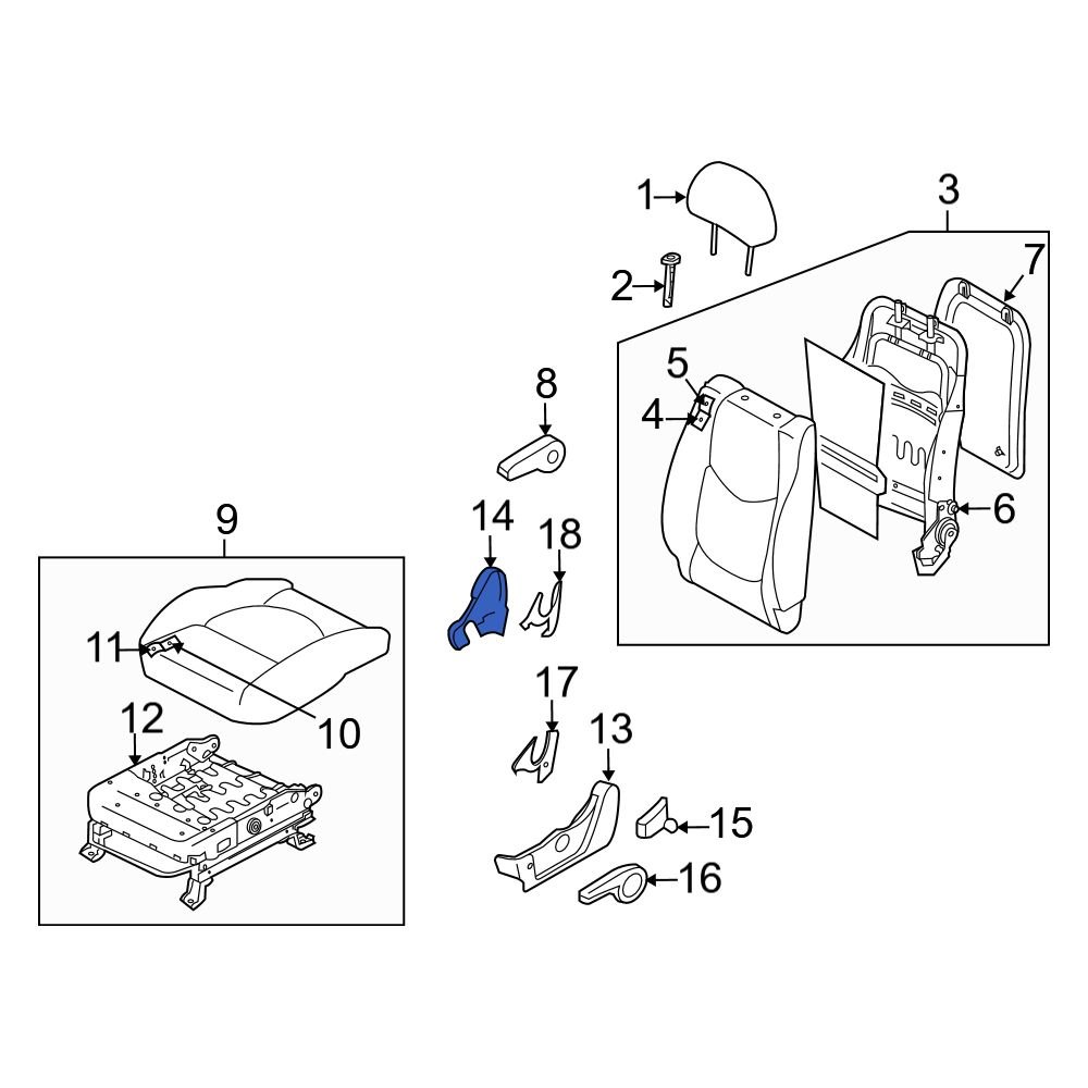 Kia OE 882802K000WK Right Inner Seat Back Recliner Adjustment