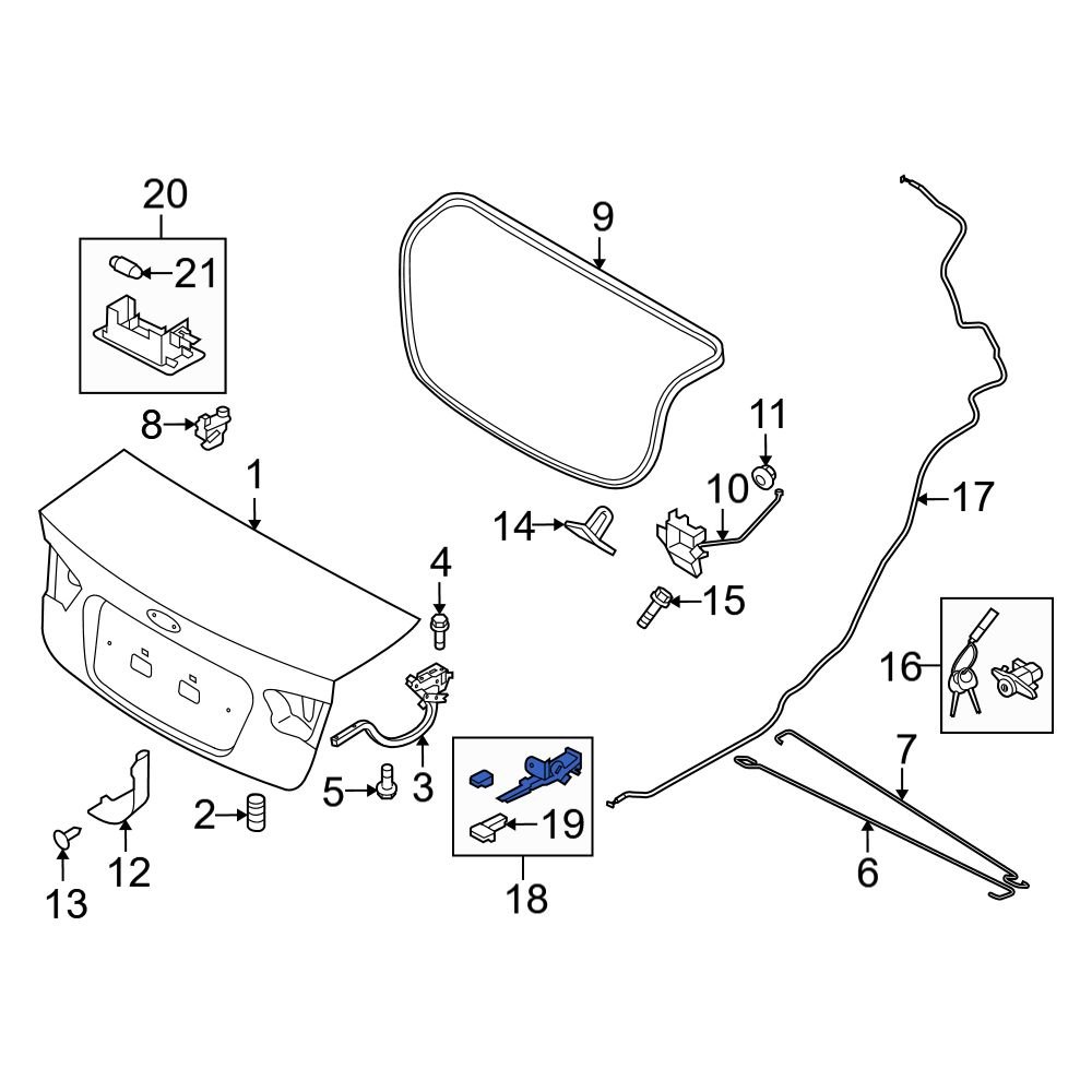 Kia OE 8127522000 - Rear Deck Lid Release Lever