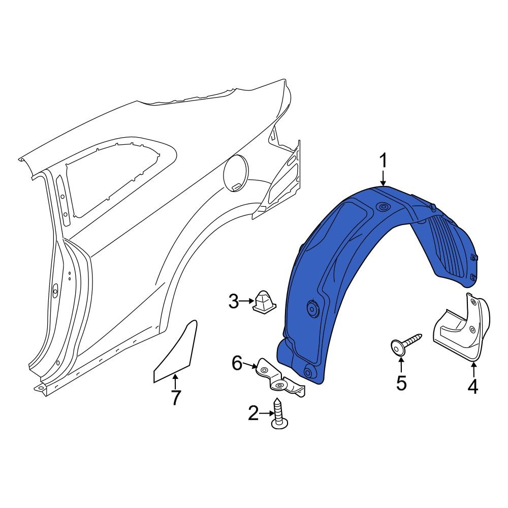 Kia OE 86822A7200 Rear Right Quarter Panel Splash Shield