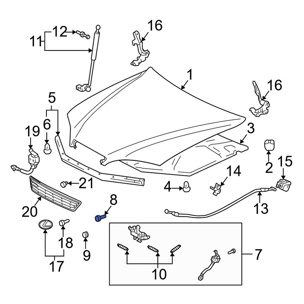 Lexus OE 535770E010 Hood Latch Bolt