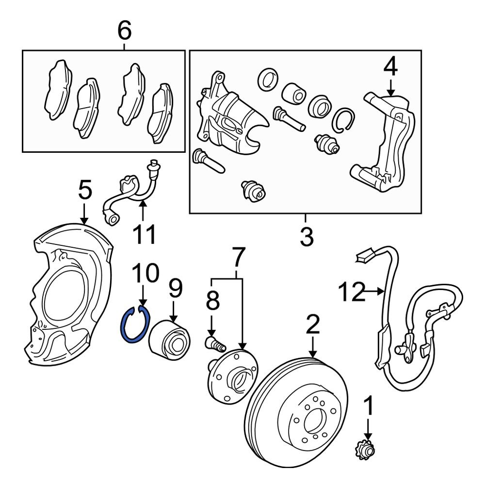 Lexus OE 9052077001 Front Wheel Bearing Snap Ring