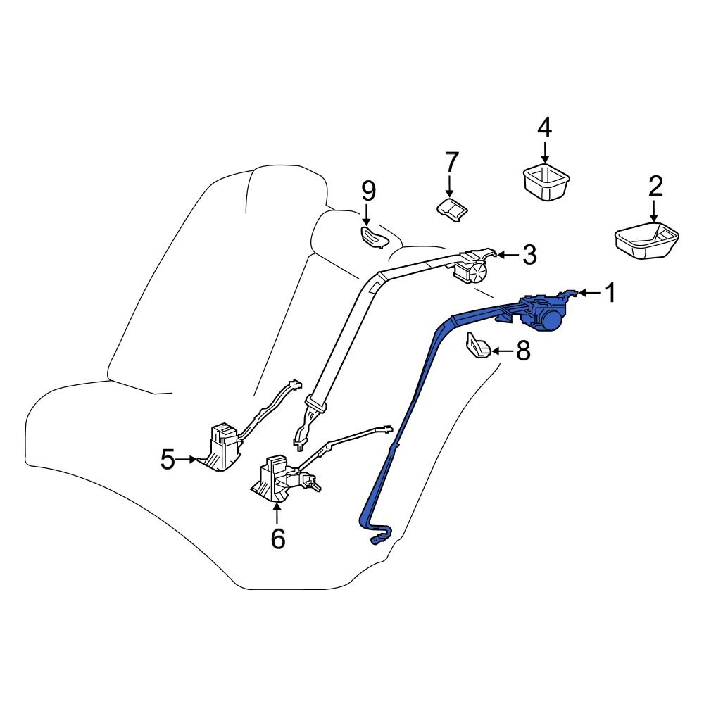 Lexus OE 7336033290C0 Rear Right Seat Belt Lap and Shoulder Belt