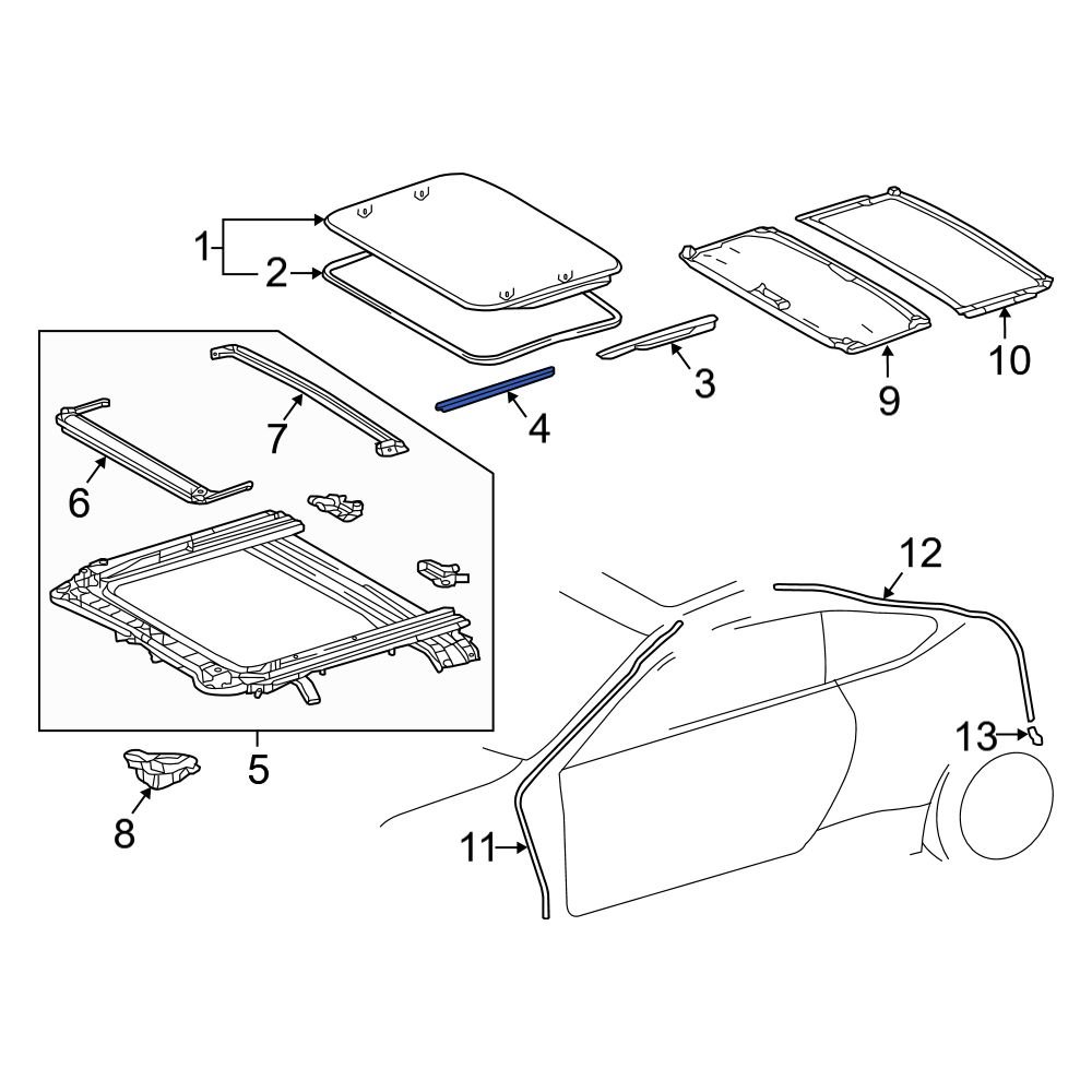 Lexus OE 6321724060 Right Sunroof Molding