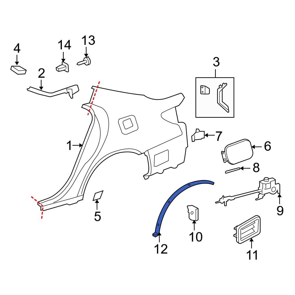 Lexus OE 7587450051 - Rear Left Wheel Arch Molding