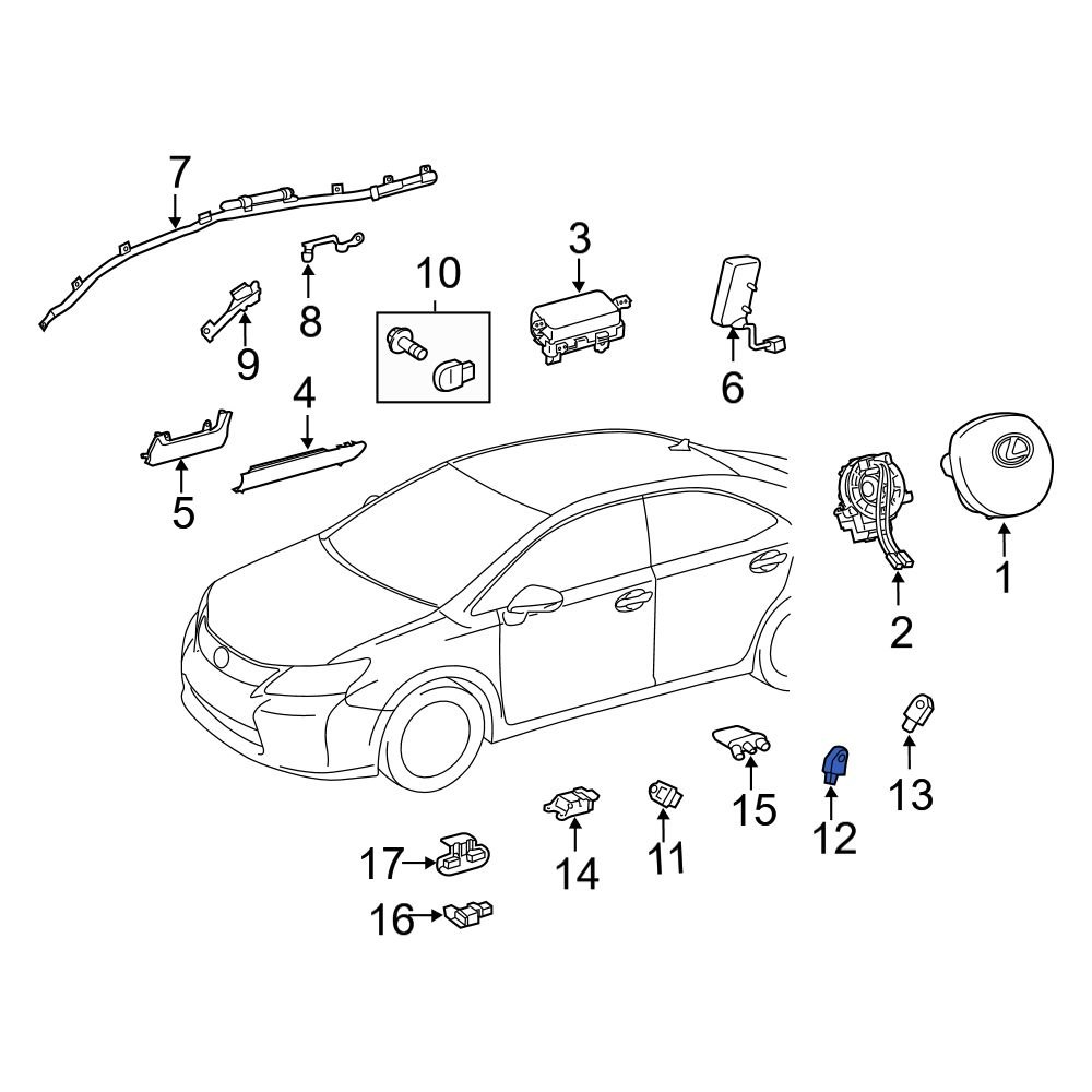 Lexus OE 898310R010 Rear Air Bag Impact Sensor