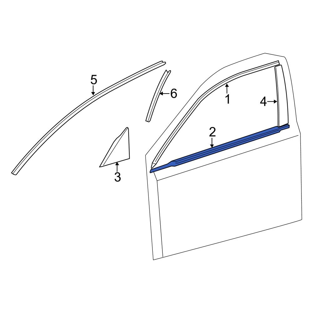Lexus OE 7572076010 Front Left Outer Door Belt Molding