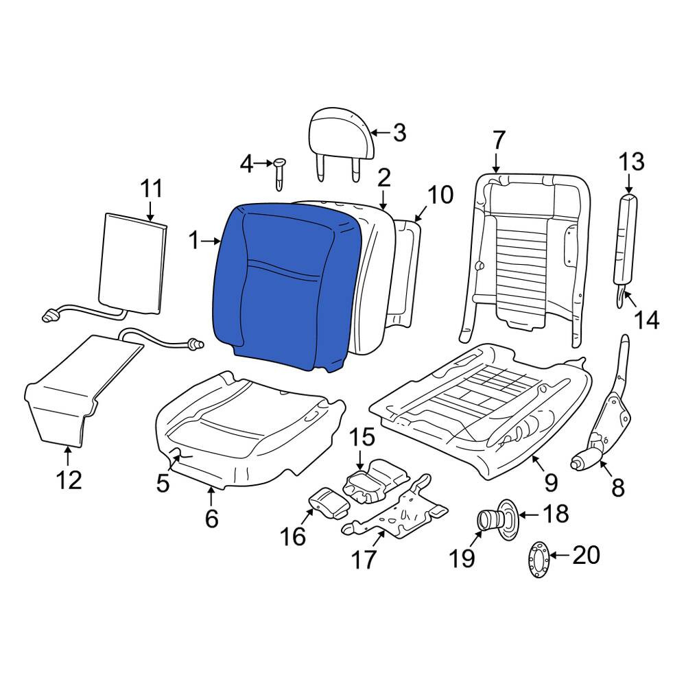 Lincoln OE 4W1Z5466600NAC Rear Seat Back Cushion Cover
