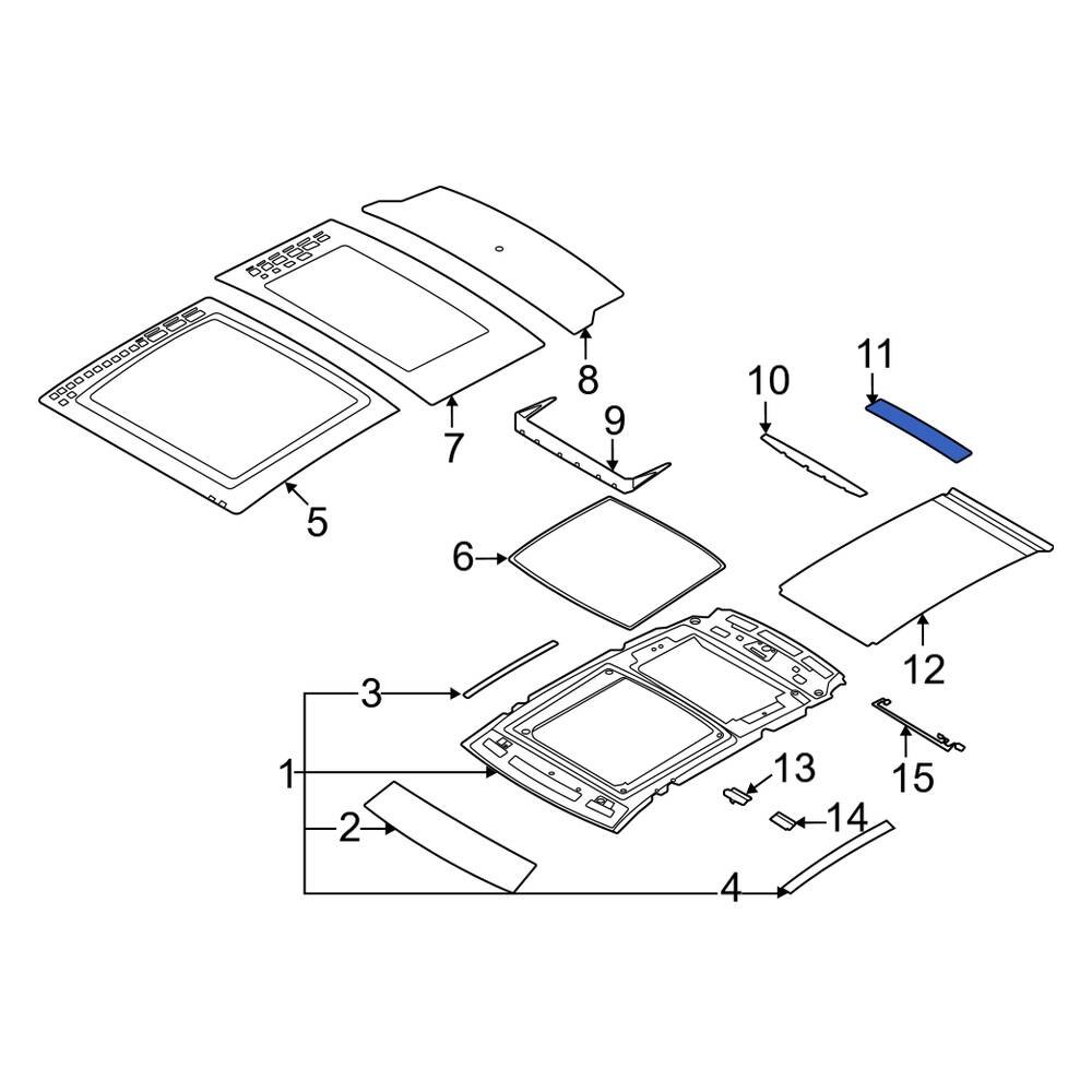 Lincoln OE LJ6Z5450036A Rear Sunroof Molding