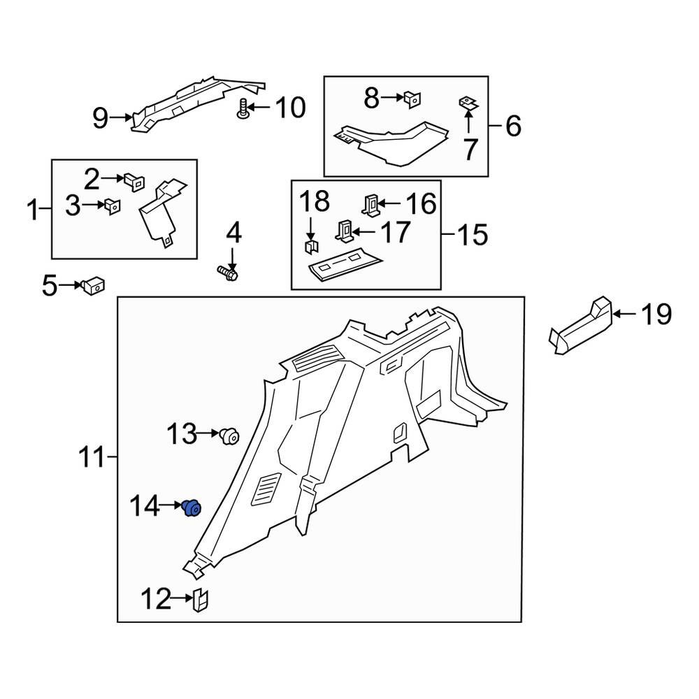 Lincoln OE W713297S300 Lower Quarter Panel Trim Panel Clip
