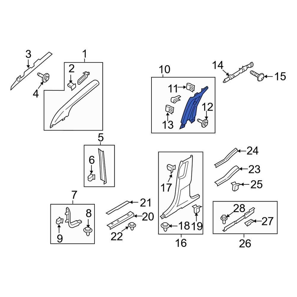Lincoln OE FA1Z5824356BQ Right Upper Door Pillar Post Trim Set