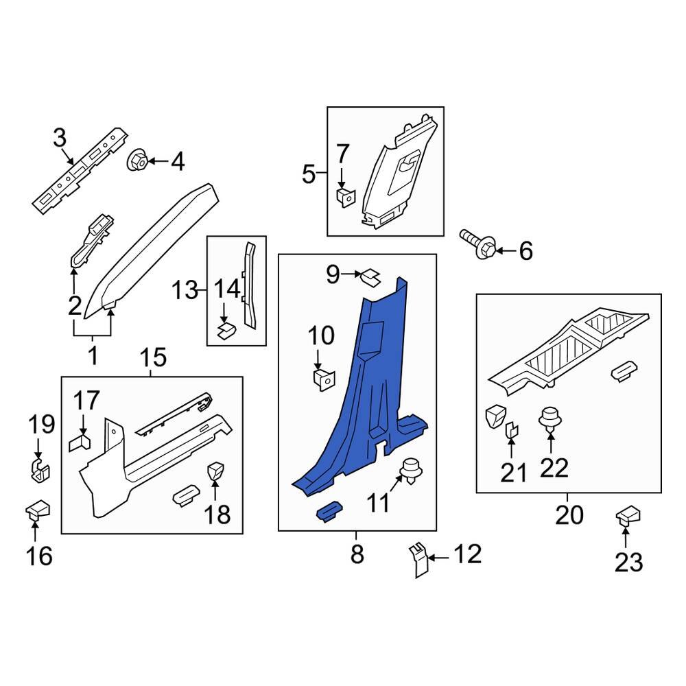 Lincoln OE LC5Z7824346BR Right Lower Door Pillar Post Trim Set