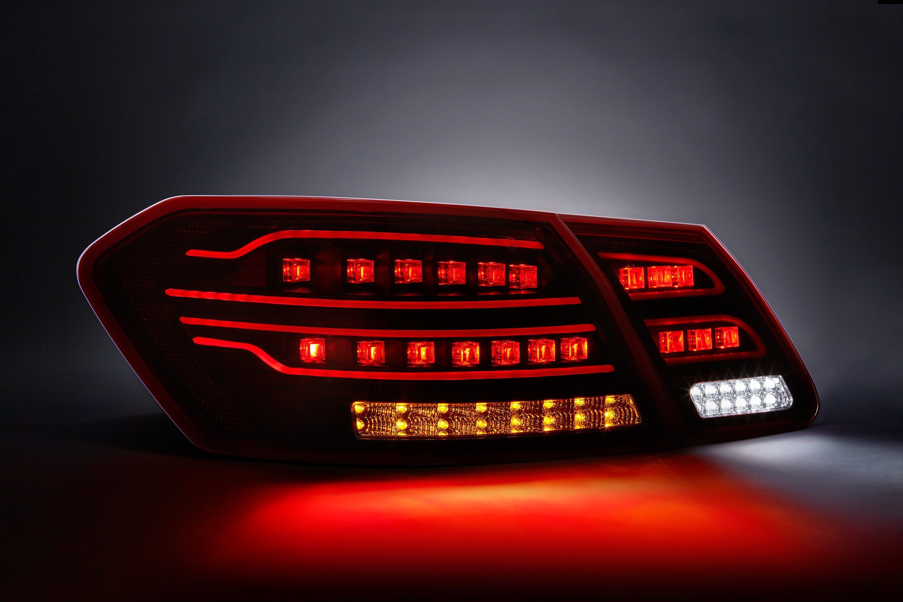 Lumen ® - Black/Red Fiber Optic LED Tail Lights, Lighted.