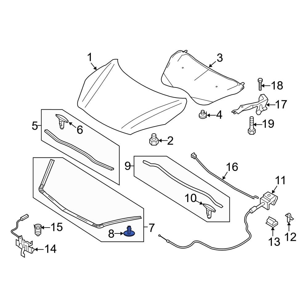 Mazda OE J00156741 - Front Hood Seal Clip