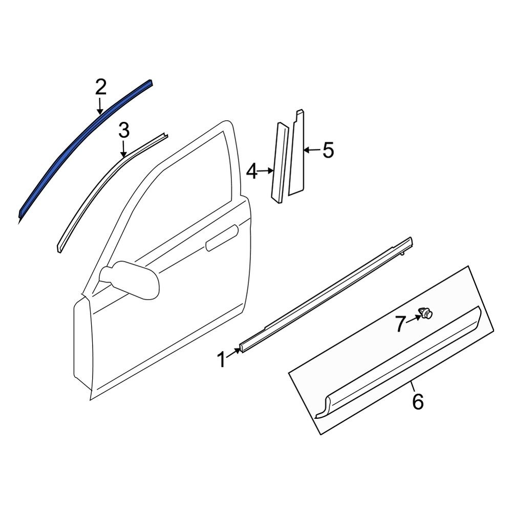 Mazda OE TE6950985A Front Left Upper Door Window Molding