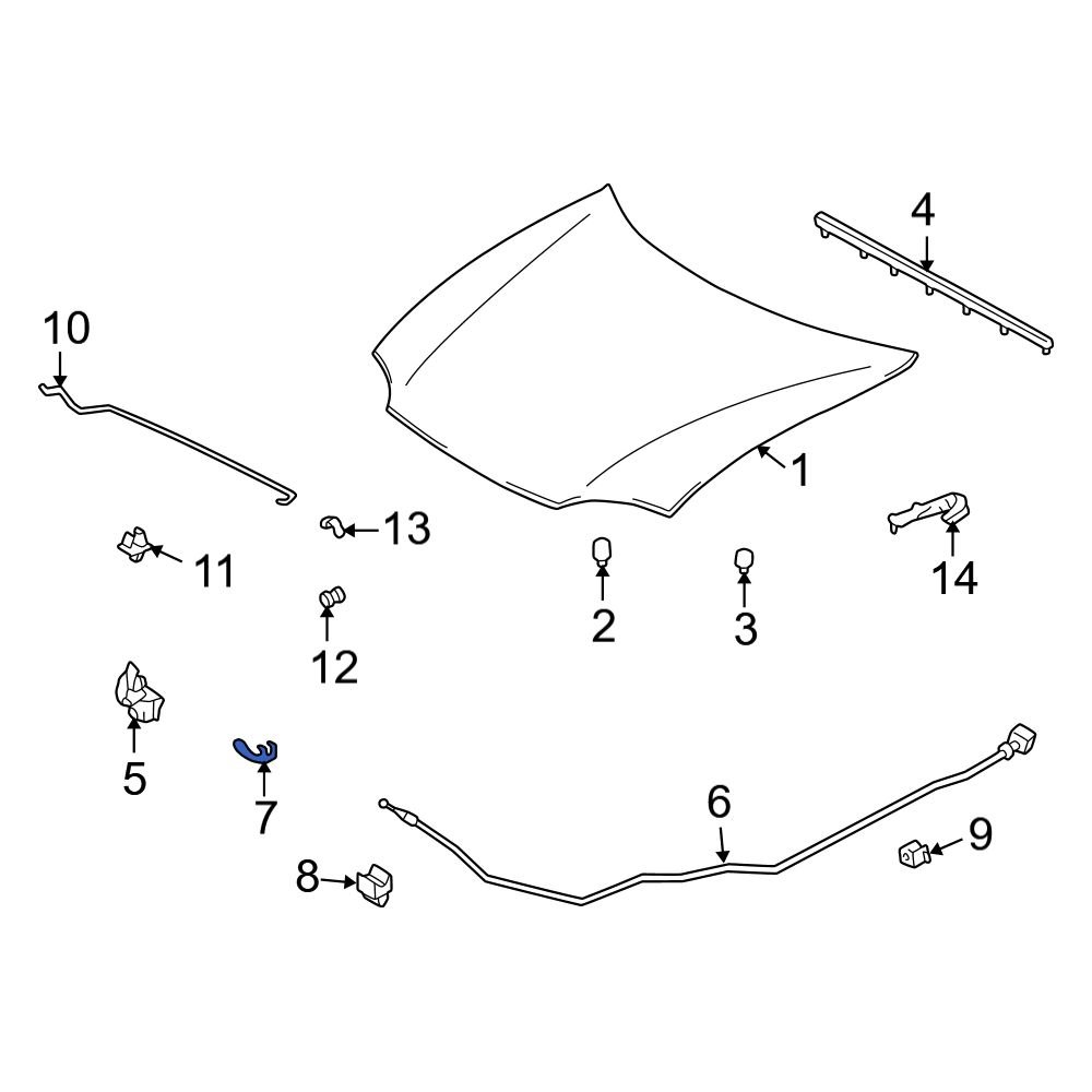Mazda OE B45567CB5 Front Hood Release Cable Clip