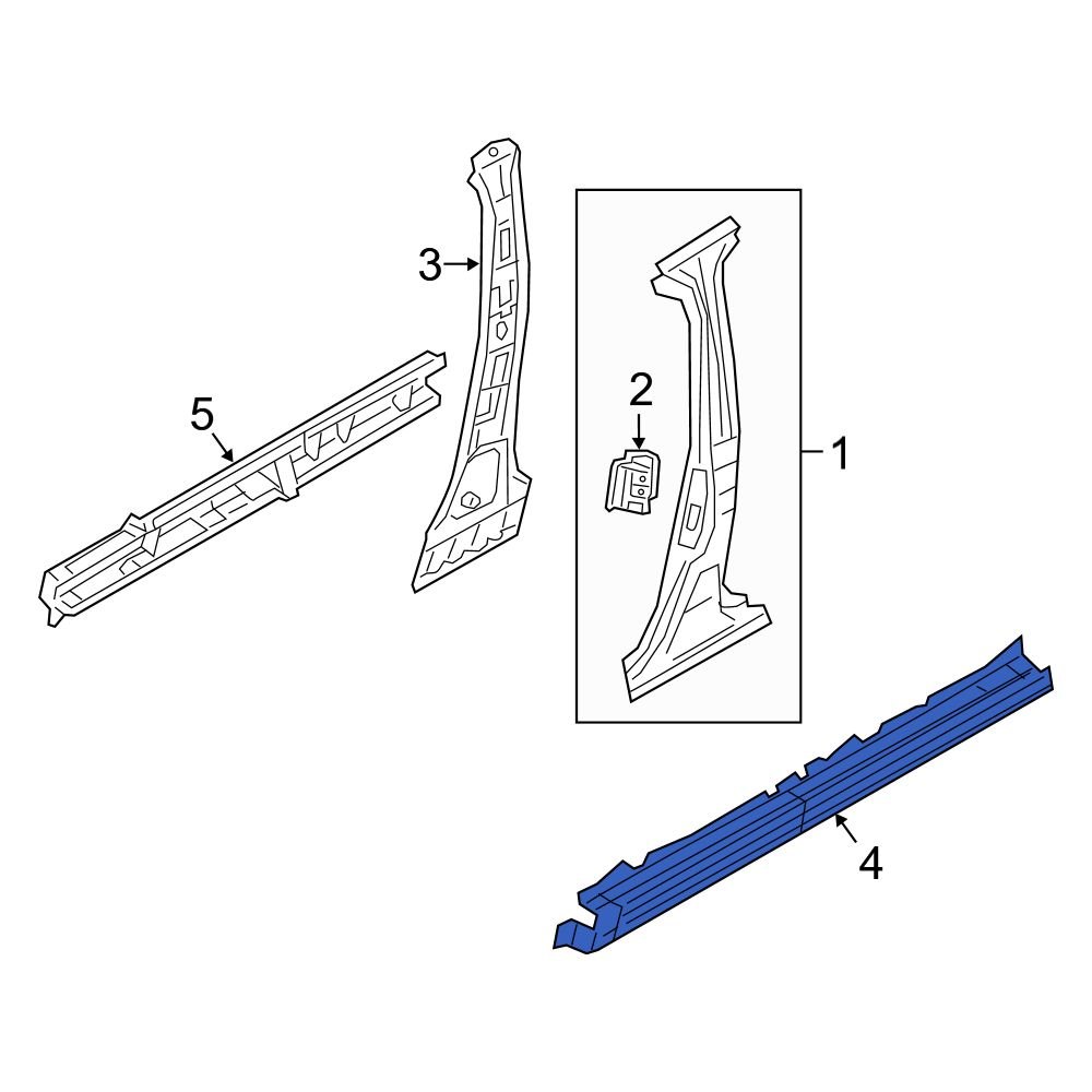 Mazda OE BDTS7027Y Right Rocker Panel Reinforcement