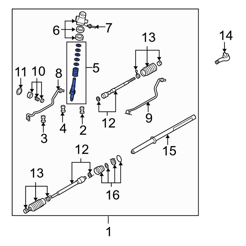 Mazda OE GK2A32380 Front Rack And Pinion Steering Pinion Shaft