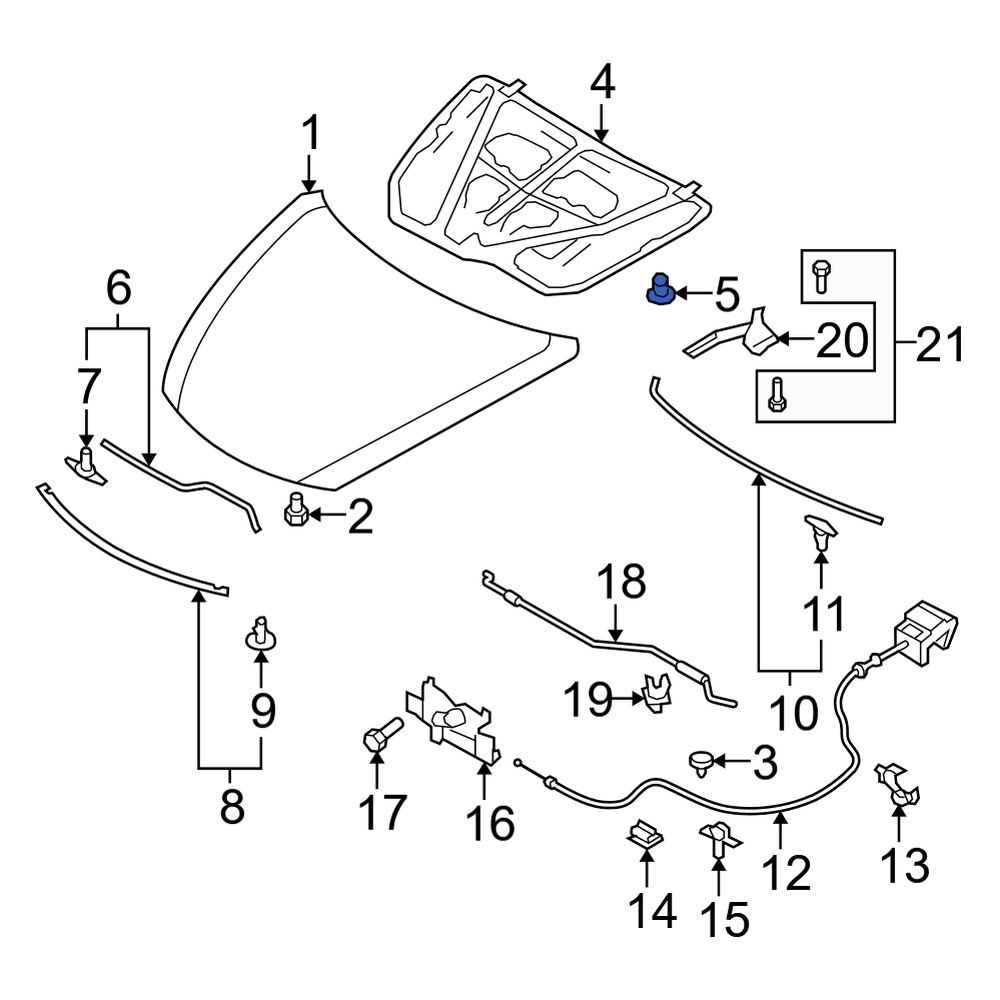 Mazda OE TD1156694 - Hood Insulation Pad Clip